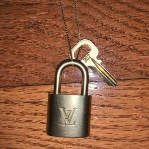 Louis Vuitton Lock and Key Necklace Gold